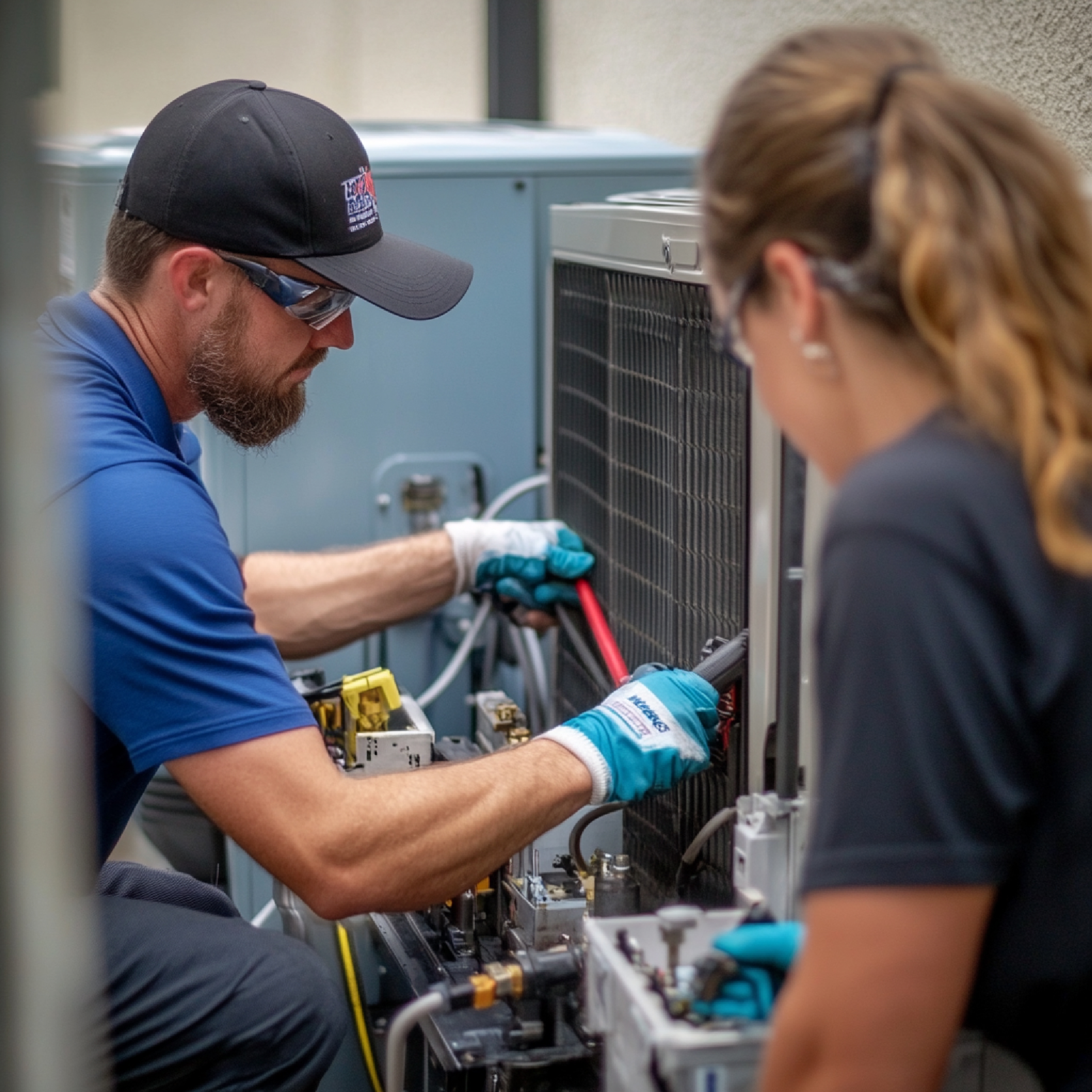 maintenance team performing routine checks hvac systems